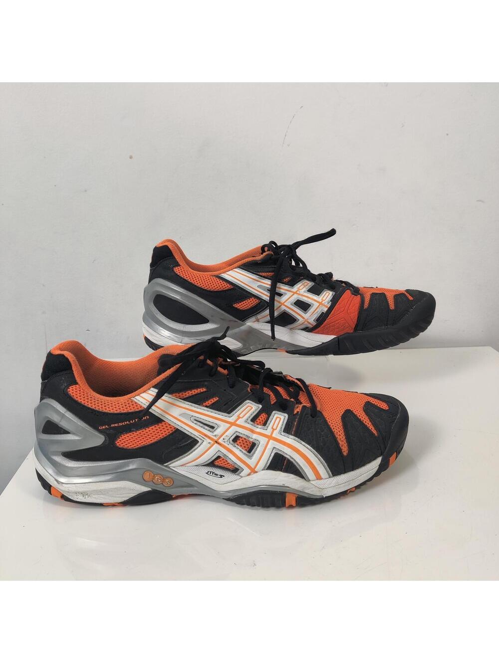 ASICS Gel Resolution Orange Black Tennis Athletic Sneakers Size 10